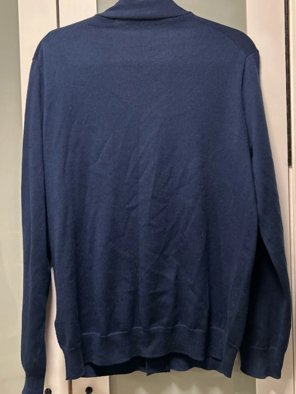 J.Crew  Men's Navy Blue V-Neck Button-Up Merino wool Cardigan Sweater M